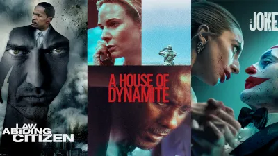 Movie posters for Law Abiding Citizen, House of Dynamite, and Joker 2